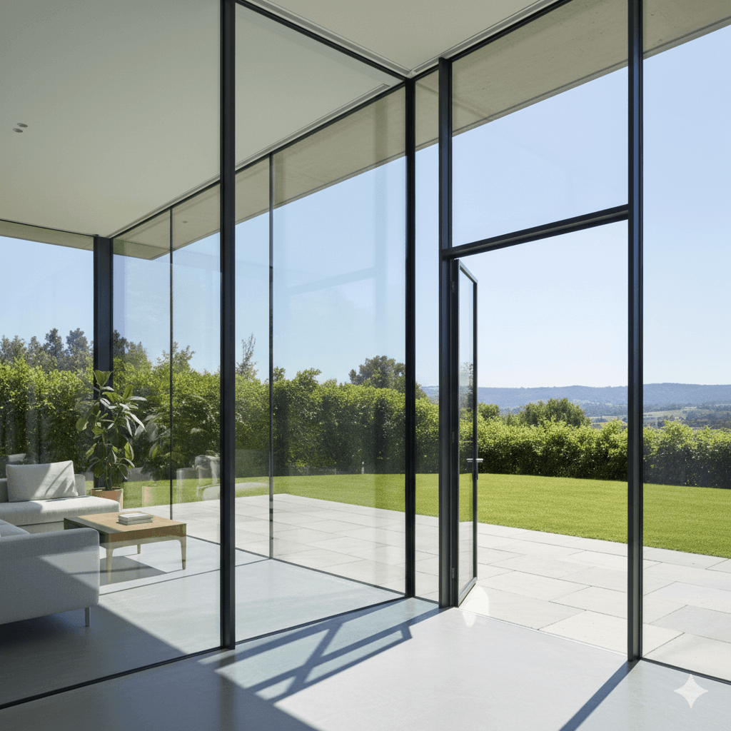 Modern glass facade maximizing natural light and offering stunning views
