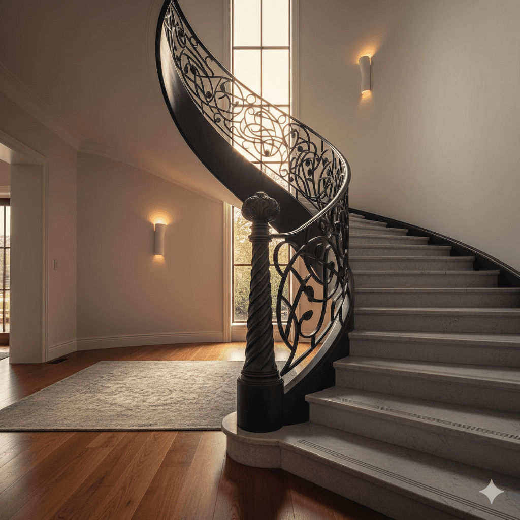 Modern custom iron stair railing